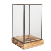 Platou decorativ lemn cupola sticla 14x14x24 cm