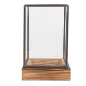 Mini sera lemn metal gri 12x12x19 cm