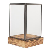Mini sera lemn metal gri 12x12x19 cm