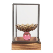 Mini sera lemn metal gri 12x12x19 cm