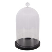 Platou decorativ lemn negru cloche sticla Ø 14x24 cm