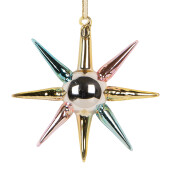 Ornament brad Craciun sticla multicolora 11x3x11 cm