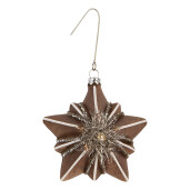 Ornament brad Craciun Steluta sticla aurie alba 10x8x9 cm