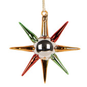 Ornament brad Craciun Steluta sticla multicolora 11x3x11 cm