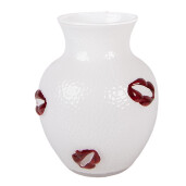 Vaza flori sticla alba rosie Ø 13x16 cm
