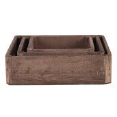 Set 3 tavi lemn maro 24x24x6 cm, 20x20x6 cm, 16x16x6 cm