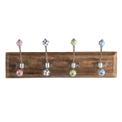 Cuier perete lemn maro ceramica multicolora  45x10x18 cm