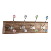 Cuier perete lemn maro ceramica multicolora  45x10x18 cm