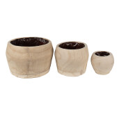 Set 3 ghivece flori lemn maro 24x15 cm, 18x13 cm, 12x10 cm