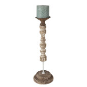Sfesnic lemn metal alb maro 17x51 cm