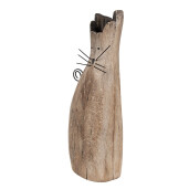 Figurina Pisicuta lemn maro fier negru 14x7x26 cm