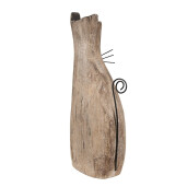 Figurina Pisicuta lemn maro fier negru 14x7x26 cm