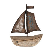 Decoratiune Barca lemn metal 9x3x11 cm