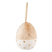 Ou decorativ Paste lemn natur alb 6x14 cm