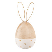 Ou decorativ Paste lemn natur alb 6x14 cm