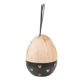 Ou decorativ Paste lemn natur negru 6x14 cm