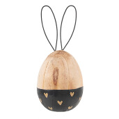 Ou decorativ Paste lemn natur negru 6x14 cm