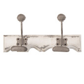 Cuier perete lemn alb vintage metal taupe 23x6x10 cm
