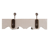 Cuier perete lemn alb vintage metal taupe 23x6x10 cm