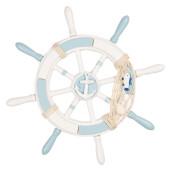 Carma barca  decorativa lemn albastru alb Ø 34x3 cm