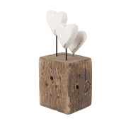 Decoratiune Inimioare lemn alb maro 7x6x15 cm