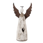 Inger lemn alb metal maro 9x4x18 cm
