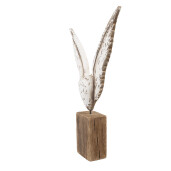 Decoratiune Aripi Inger lemn maro alb 26x5x33 cm