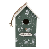 Casuta Pasari lemn verde alb 15x10x22 cm