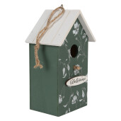 Casuta Pasari lemn verde alb 15x10x22 cm