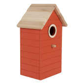 Casuta Pasari lemn rosu natur 15x10x22 cm