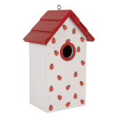 Casuta Pasari lemn alb rosu negru 15x10x22 cm