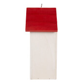 Casuta Pasari lemn alb rosu negru decor Maci 15x10x22 cm