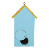 Casuta Pasari lemn multicolor decor Flori 15x10x22 cm