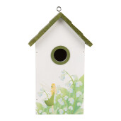 Casuta Pasari lemn alb verde galben decor Lacramioare 15x10x22 cm