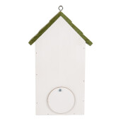 Casuta Pasari lemn alb verde galben decor Lacramioare 15x10x22 cm