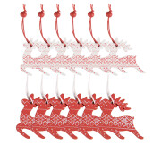 Set 12 ornamente brad Reni lemn alb rosu 13x13x1 cm (12)