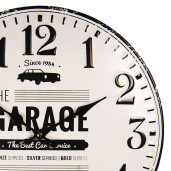 Ceas de perete din metal alb negru Garage Ø 40 cm x 4 cm