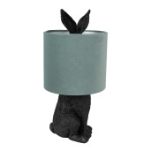 Veioza Iepuras polirasina neagra textil verde menta 20x43 cm E27