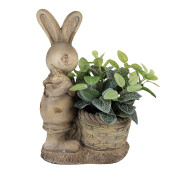 Figurina Iepuras cu ghiveci ceramica maro bej 38x22x49 cm