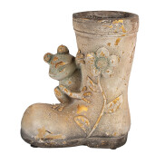 Ghiveci ceramica Cizma cu Broscuta ceramica maro 26x15x30 cm