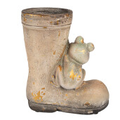 Ghiveci ceramica Cizma cu Broscuta ceramica maro 26x15x30 cm