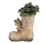 Ghiveci ceramica Cizma cu Broscuta ceramica maro 26x15x30 cm