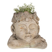 Ghiveci flori ceramica gri maro 20x20x19 cm