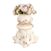 Suport ghiveci flori ceramica bej vintage 22x22x21 cm