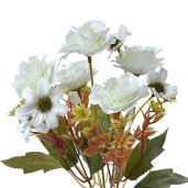 Buchet flori artificiale verzi albe 15x10x30 cm