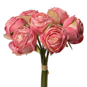 Buchet Trandafiri artificiali roz verzi 16x14x34 cm