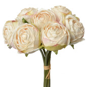 Buchet Trandafiri artificiali albi verzi 16x14x34 cm
