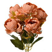 Buchet flori artificiale portocalii verzi 12x10x34 cm