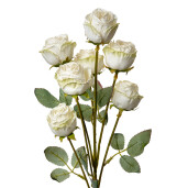 Trandafiri artificiali albi verzi 8x8x55 cm