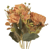 Buchet Trandafiri artificiali portocalii verzi 12x10x29 cm